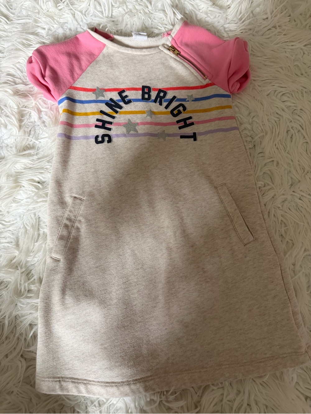 GAP Pink Sleeve 'Shine Bright' Stripe Tee Dress